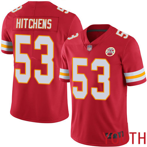 Youth Kansas City Chiefs #53 Hitchens Anthony Red Team Color Vapor Untouchable Limited Player Nike NFL Jersey